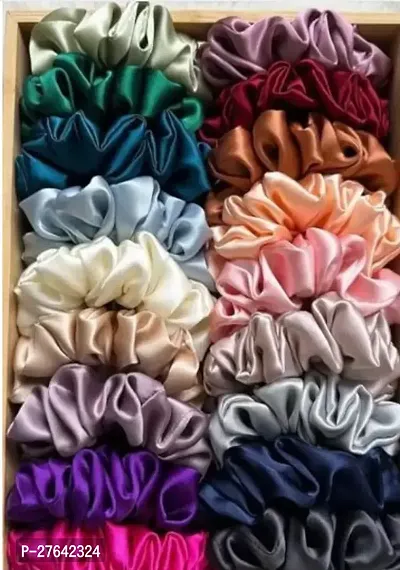 Fancy Multicoloured Cotton Fur Scrunchies For Women And Girl 18pcs