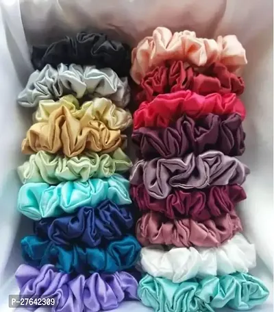 Fancy Multicoloured Fabric Fur Scrunchies For Women And Girl 18pcs