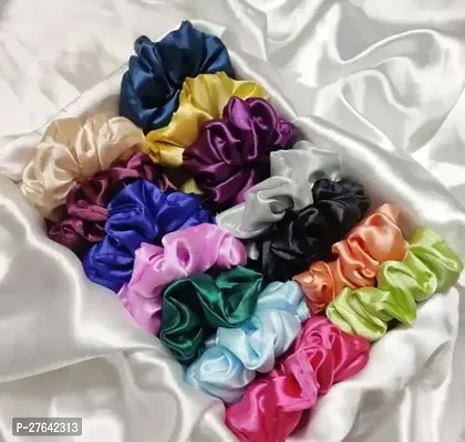 Fancy Multicoloured Fabric Fur Scrunchies For Women And Girl 14 pcs-thumb0