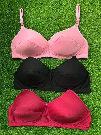 Fancy Padded Cotton Bras For Women Pack of 3