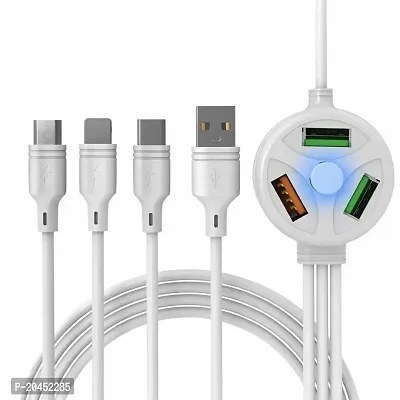 6IN1 CHARGER WITH 3 PORT HUB WHITE-thumb0