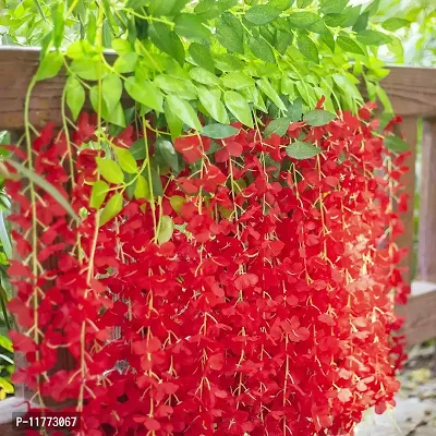 TFH Artificial Wisteria Hanging for Home Balcony Garden Decoration (Red)-thumb4