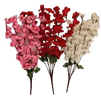 TFH Artificial Cherry Blossom Bunch for Home Balcony Garden Decoration Pack of-3 (Multi)-thumb3