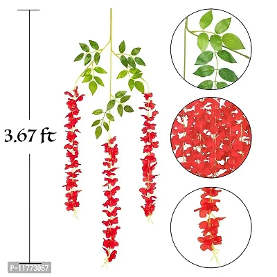 TFH Artificial Wisteria Hanging for Home Balcony Garden Decoration (Red)-thumb5