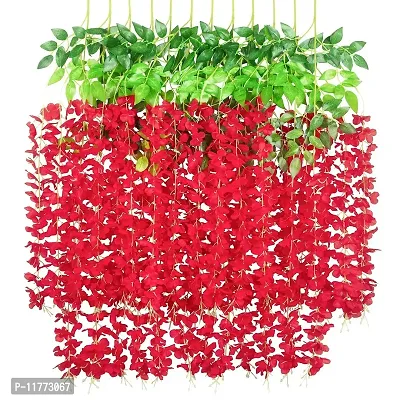 TFH Artificial Wisteria Hanging for Home Balcony Garden Decoration (Red)-thumb0