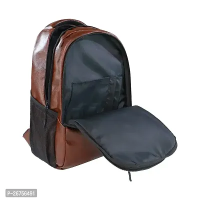 Mike Bags Faux Leather Laptop Backpack - Brown-thumb2