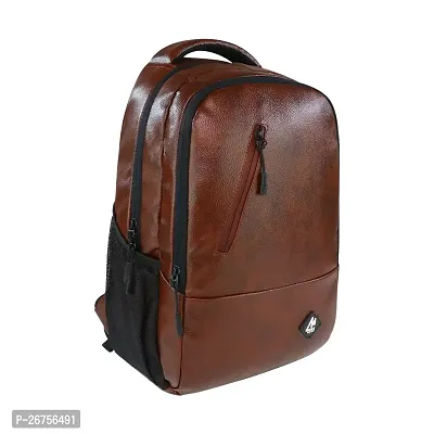 Mike Bags Faux Leather Laptop Backpack - Brown-thumb3