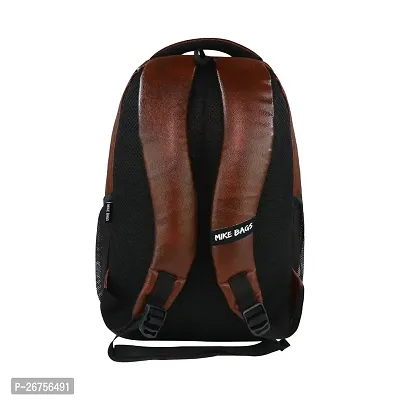 Mike Bags Faux Leather Laptop Backpack - Brown-thumb4