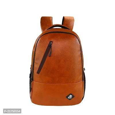Mike Bags Faux Leather Laptop Backpack - TAN-thumb0