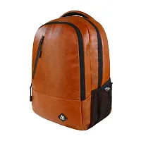 Mike Bags Faux Leather Laptop Backpack - TAN-thumb3