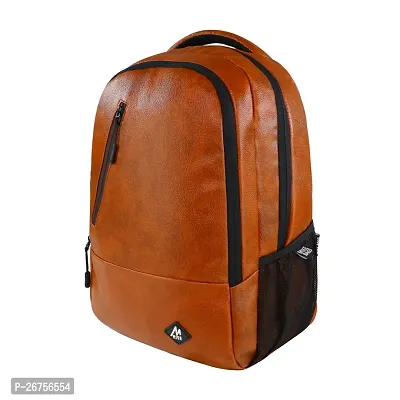 Mike Bags Faux Leather Laptop Backpack - TAN-thumb4