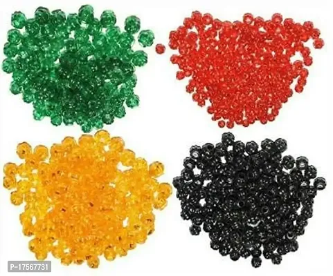 Samarth Macrame Crystal Beads,8mm, (Crystal Beads for Making Macrame Jhula, Macrame Toran, Macrame Jhumar) Mix Set of 4 Colour (50 x 4 Colour = 200 Qty) (multi6)