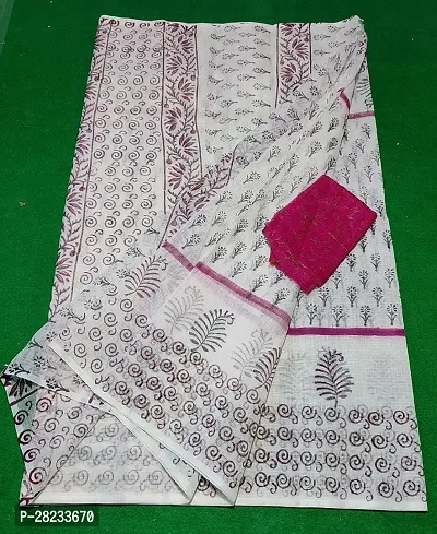 Classic Cotton Printed Saree with Blouse piece