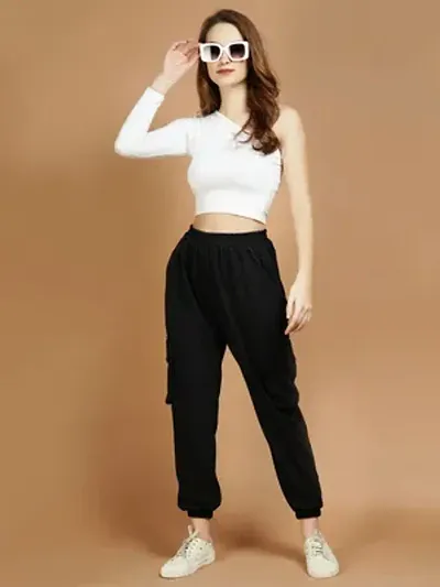 Elegant Terry Lycra Solid Joggers For Women