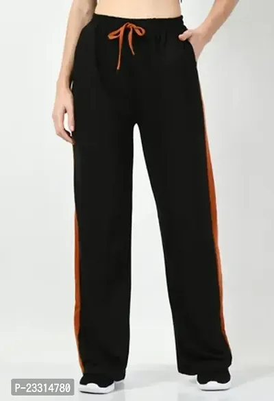 Elegant Black Terry Lycra Self Pattern Trousers For Women