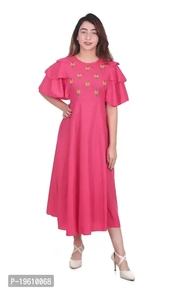 Stylish Printed Pink Crepe Dress