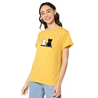 Womens 2 Cat Crew Neck Graphic Print Regular Tees-thumb1