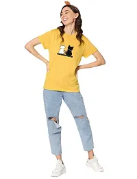 Womens 2 Cat Crew Neck Graphic Print Regular Tees-thumb3