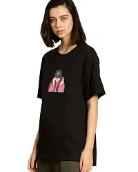 Womens Graphic Printed Cotton Round Neck Oversized T-Shirt-thumb2