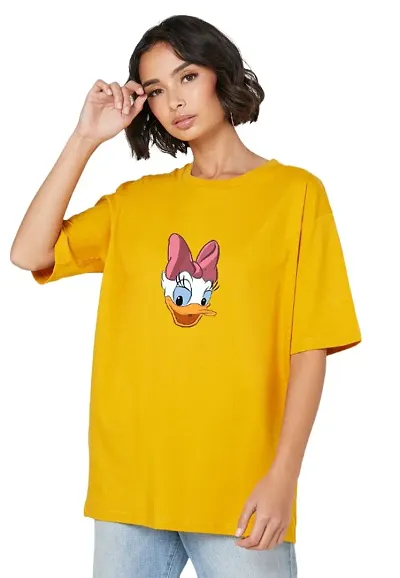 Womens Oversized Loose Western Wear Round neck T-shirt(Duck)