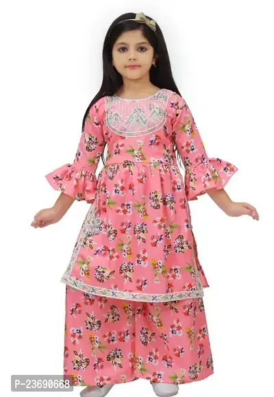 Stylish Cotton Kurta With Palazzo Set For Girl