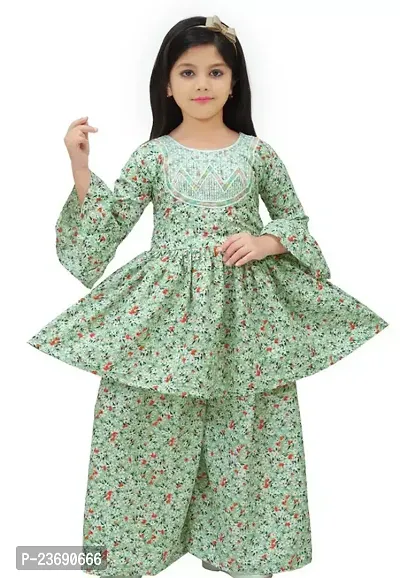 Stylish Cotton Kurta With Palazzo Set For Girl