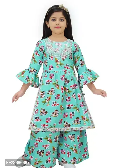 Stylish Cotton Kurta With Palazzo Set For Girl