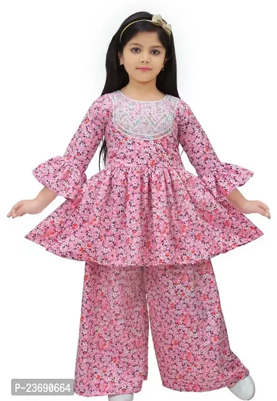 Stylish Cotton Kurta With Palazzo Set For Girl