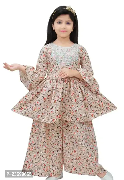 Stylish Cotton Kurta With Palazzo Set For Girl