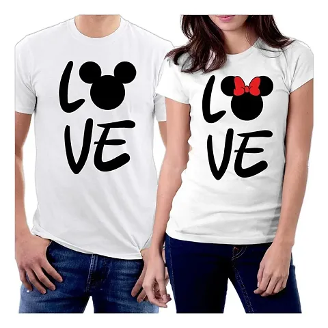 Fancy Couple Round Neck Tshirts For Men And Women Pack Of 2