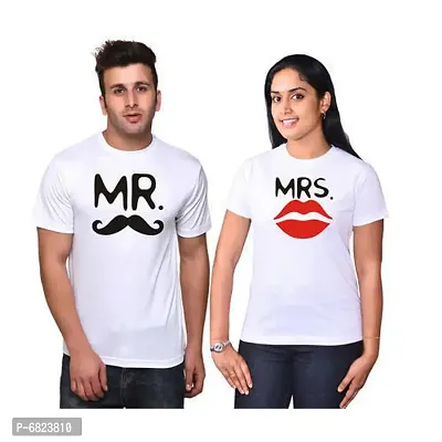 Fancy Couple Printed Round Neck Tshirts For Men And Women Pack Of 2-thumb0