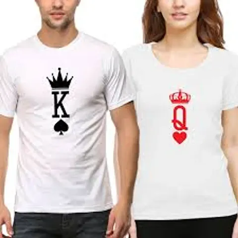 Fancy Couple Round Neck Tshirts For Men And Women Pack Of 2