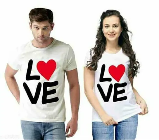 Fancy Couple Round Neck Tshirts For Men And Women Pack Of 2