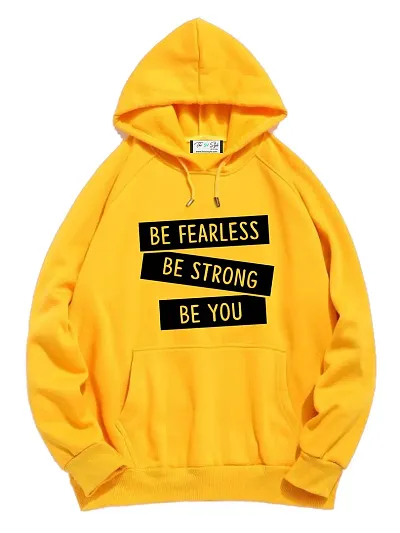 The SV Style Men's, Women's, Cotton, High Neck, Be Fearless Be Strong Be You Graphic Warm Hoodie (Yellow, Black)