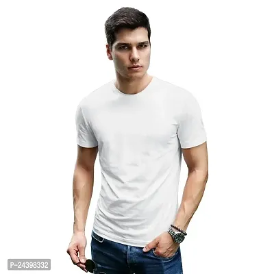 Classico Men's Regular Fit Round Neck Half Sleeved T-Shirt (Medium, White)-thumb0