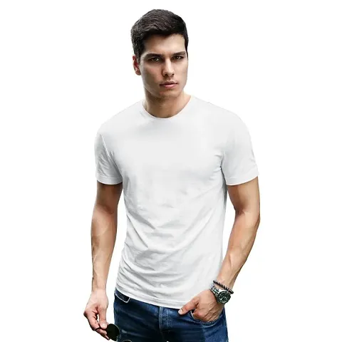 Trendy Polyester Solid Round Neck T-Shirt For Men