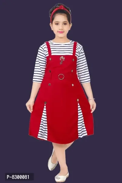 Red Cotton Bland Dresses-thumb0