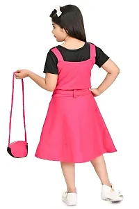 Kids Printed Cotton Frock with Sling Bag-thumb1