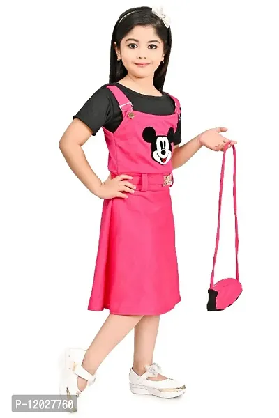 Kids Printed Cotton Frock with Sling Bag-thumb4