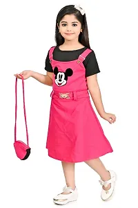 Kids Printed Cotton Frock with Sling Bag-thumb4