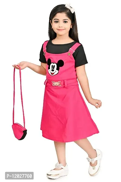 Kids Printed Cotton Frock with Sling Bag-thumb5