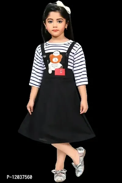 Black Cotton Blend Solid Frock For Girls-thumb0