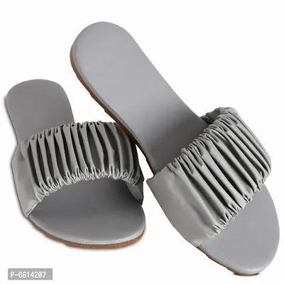 Fab Flip Grey Stylish Scrunchy Slippers for Girls and Women for Casual Wear Bellies And Mojris for Women (Made in India)