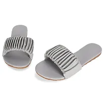 Fab Flip Grey Stylish Scrunchy Slippers for Girls and Women for Casual Wear Bellies And Mojris for Women (Made in India)-thumb3