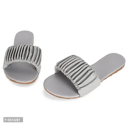 Fab Flip Grey Stylish Scrunchy Slippers for Girls and Women for Casual Wear Bellies And Mojris for Women (Made in India)-thumb4