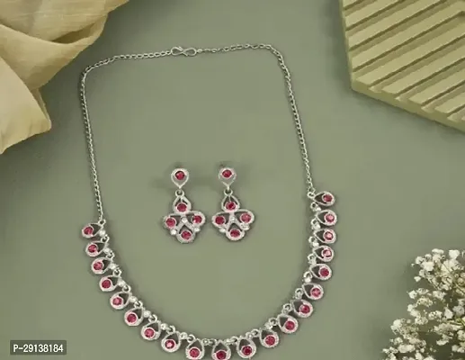 Rose Gold Plated Necklace set with Peach color Kundan Jewellery Sets-thumb0