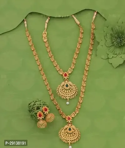 Gold Plated Necklace Jewellery Set for Women  Girls-thumb0