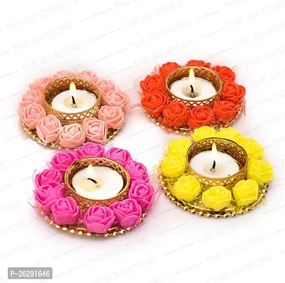 Stylish Style Fashion Tealight Candle Holder For Home Decoration On Diwali Candles Multicolor Pack Of 4-thumb2