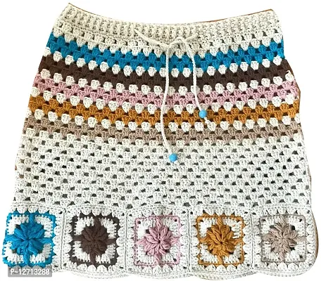 Elegant Multicoloured Knitted Woven Design Skirts For Women-thumb0