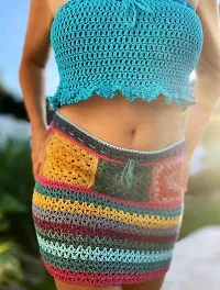 Elegant Multicoloured Knitted Woven Design Skirts For Women-thumb1